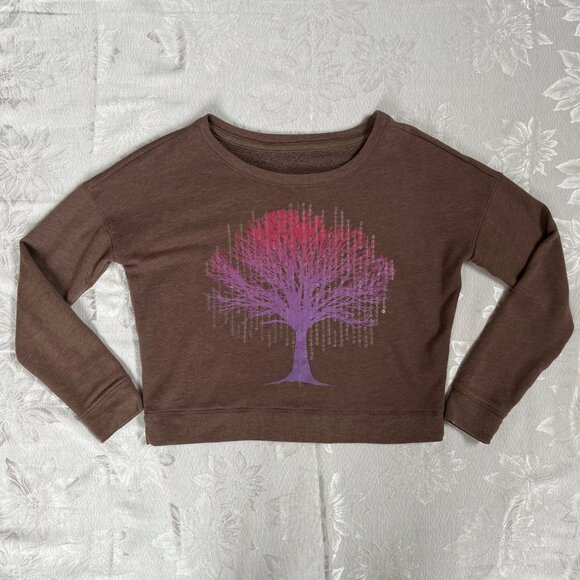 Aeropostale Cotton Blend Wide Neck Long Sleeve Sweater Sequin Tree Print XS - Picture 1 of 14